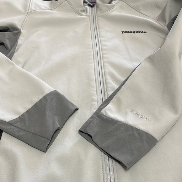 Patagonia Polartec Fleece Lined Softshell Jacket Women's Small Gray Zip Pockets - Picture 12 of 13